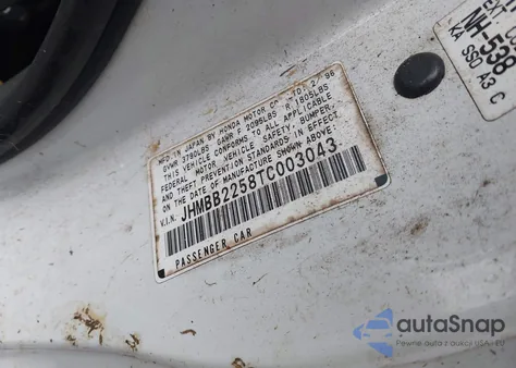 1996 Honda Prelude Si/Sr z USA, uszkodzony, nr VIN JHMBB2258TC003043